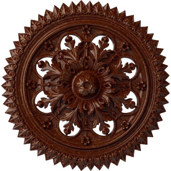 Ekena Millwork York Ceiling Medallion (Fits Canopies up to 3 5/8"), 21 5/8"OD x 2 1/2"P, Burnished Mahogany Crackle CM21YOBMC - main